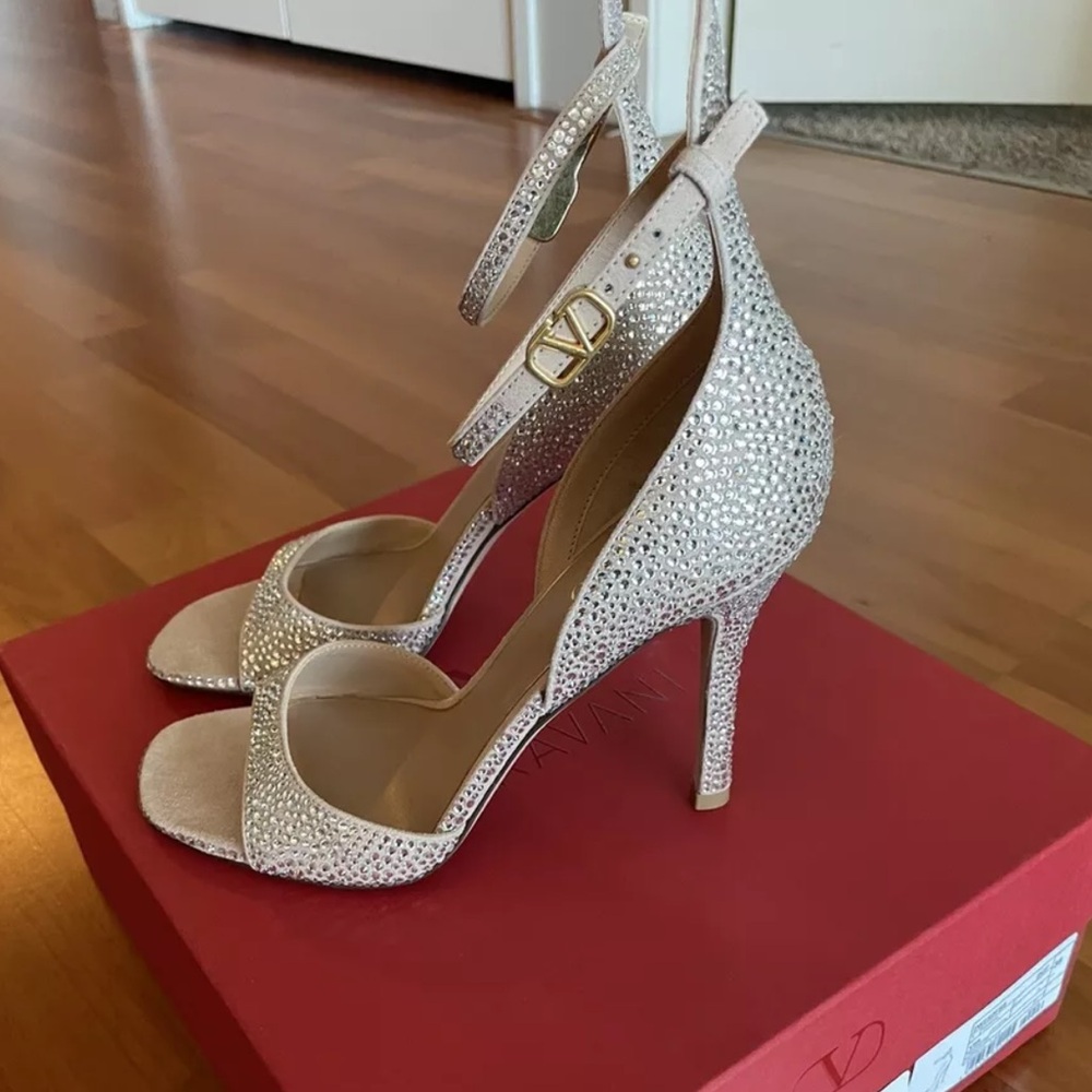 Valentino Garavani Tan-Go Crystal Embellished High Heels Sandals 100mm EU36 US6